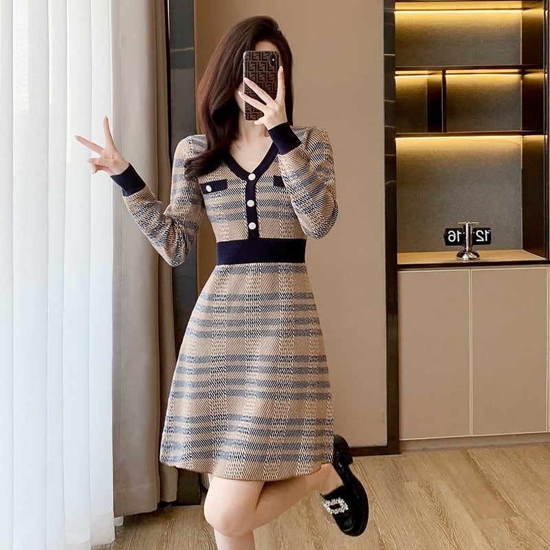 【dress】Vネックワンピース　M25463
