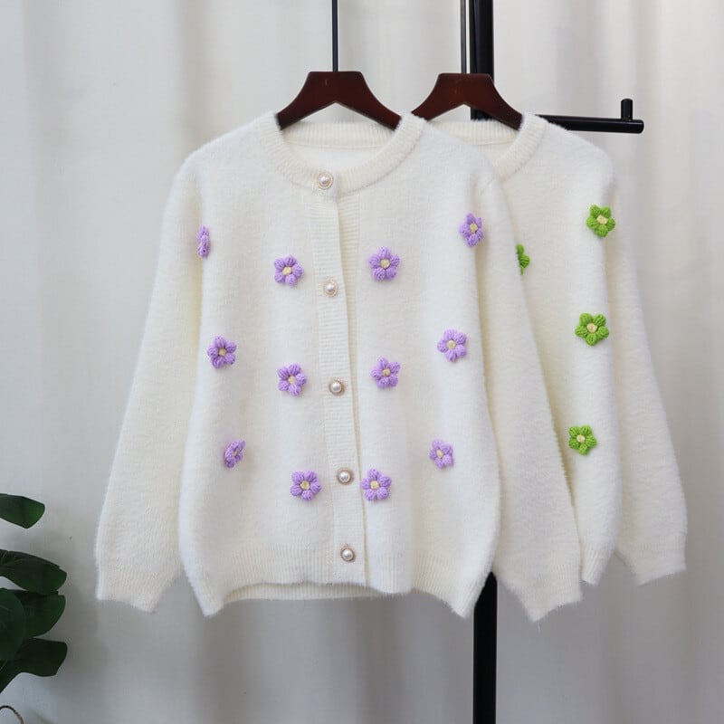 【outer】立体フラワーニットカーデ　M27165