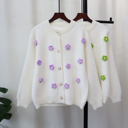 【outer】立体フラワーニットカーデ　M27165