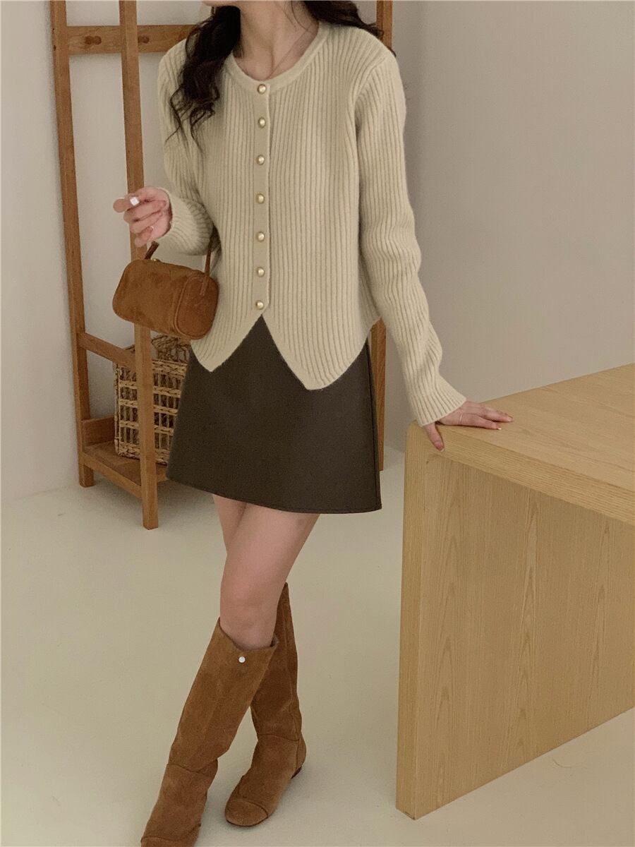 【outer】クルーネックニットカーデ　M18884