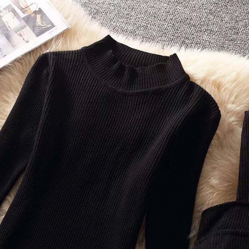 【set】3点セットウェスト絞りベスト+無地セーター+体型カバースカート通勤日常秋冬新作セットアップF1292