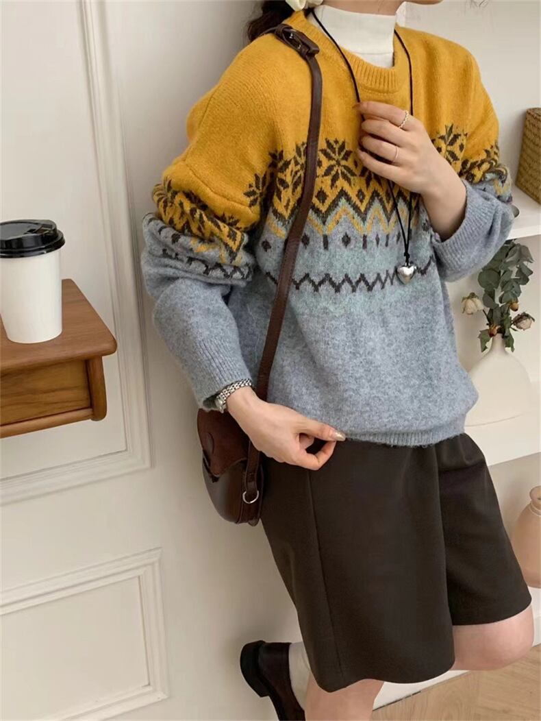【tops】ジャカードニットセーター　M27137