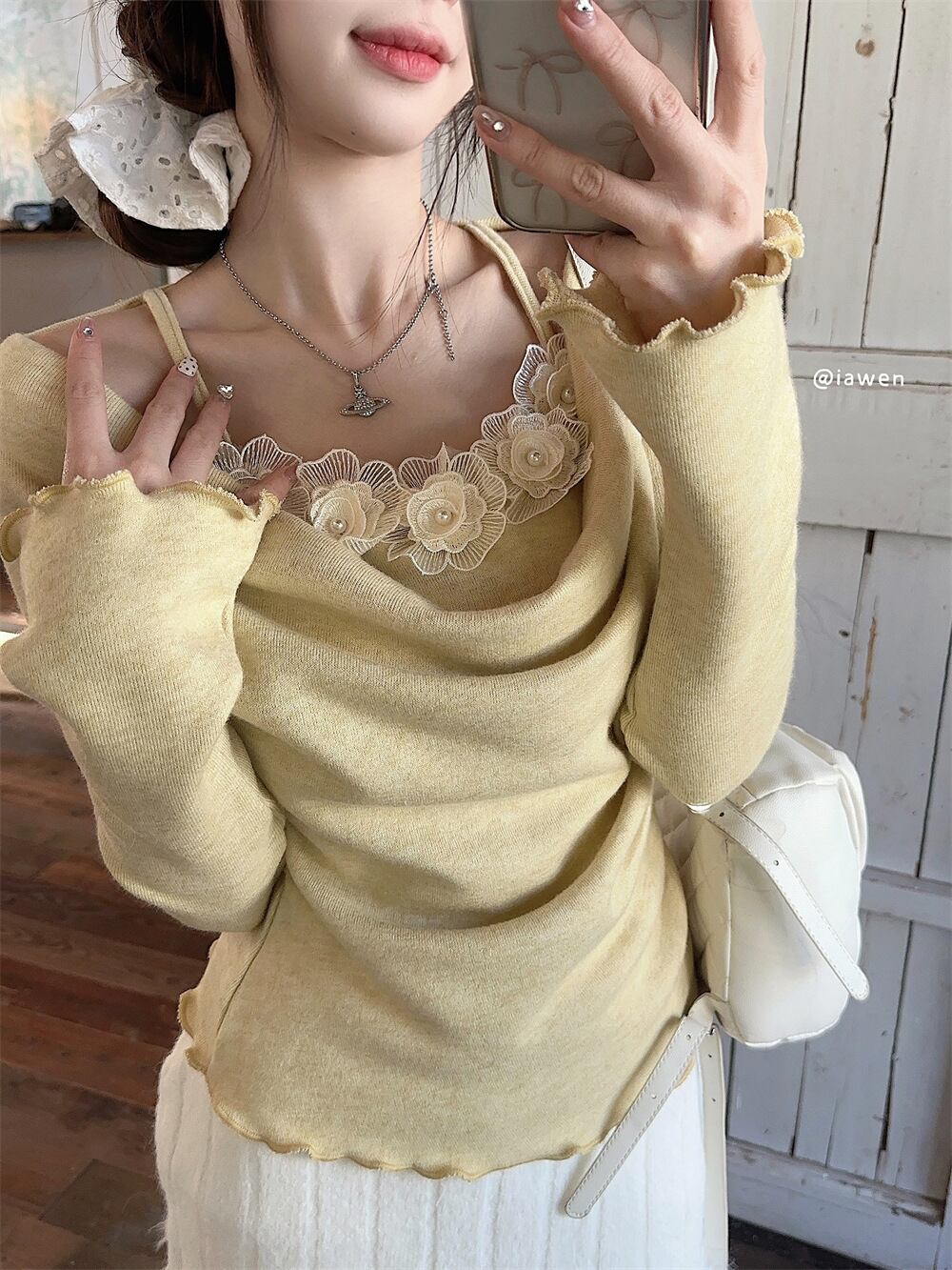 【tops】立体フラワーニットトップス　M27674