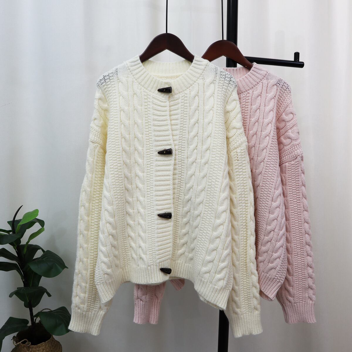 【outer】ボーダー柄ニットカーデ　M18788