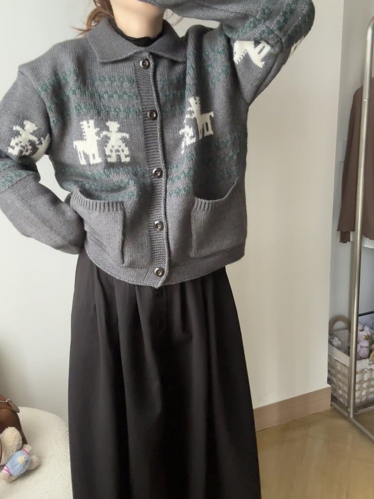 【outer】ジャカードニットカーデ　M27348
