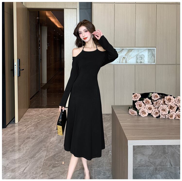 【dress】オフショルダーニットワンピース　M18760