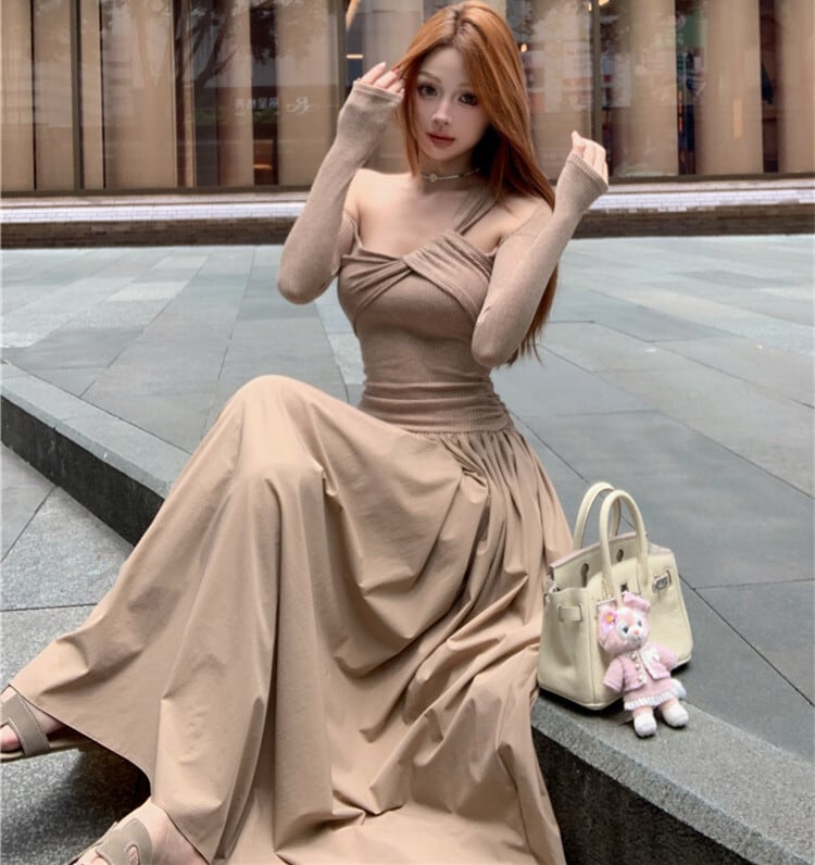 【dress】ニットドッキングワンピース　M28174
