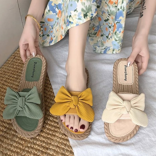 【shoes】今季大好評3色ボウタイ履きやすいサンダル合わせやすいスリッパ