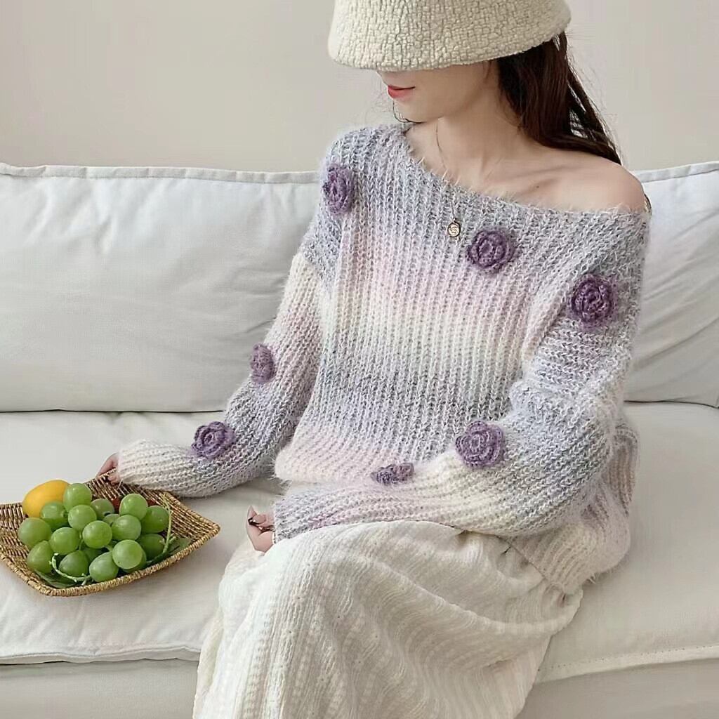 【tops】立体フラワーニットセーター　M29047