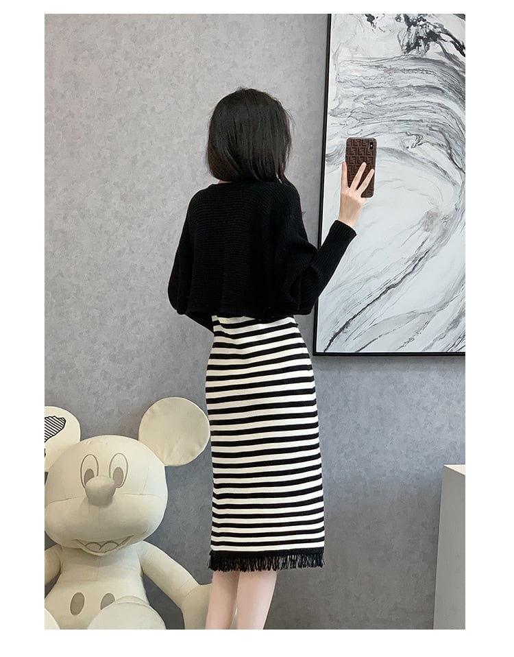 【set】ニットカーデ×ベストワンピースセット　M26253