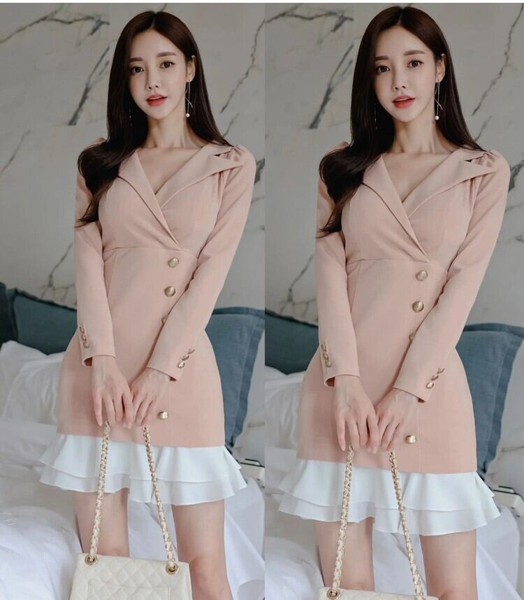 【dress】フリルドッキングワンピース　M18650