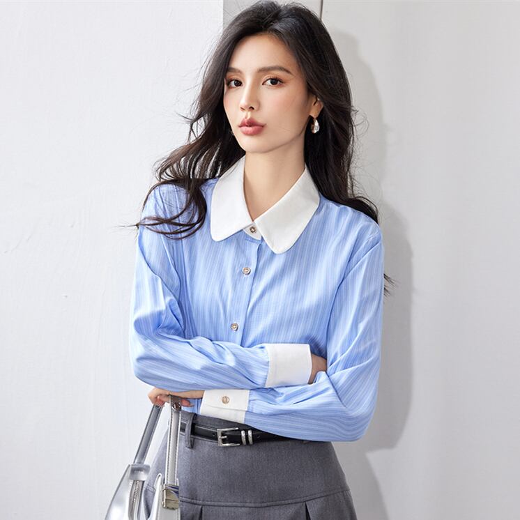 【tops】ストライプ柄長袖ブラウスG20239