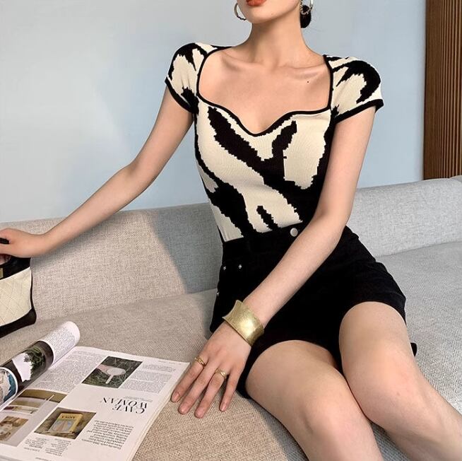 【tops】スクエアネックニットTシャツG20103