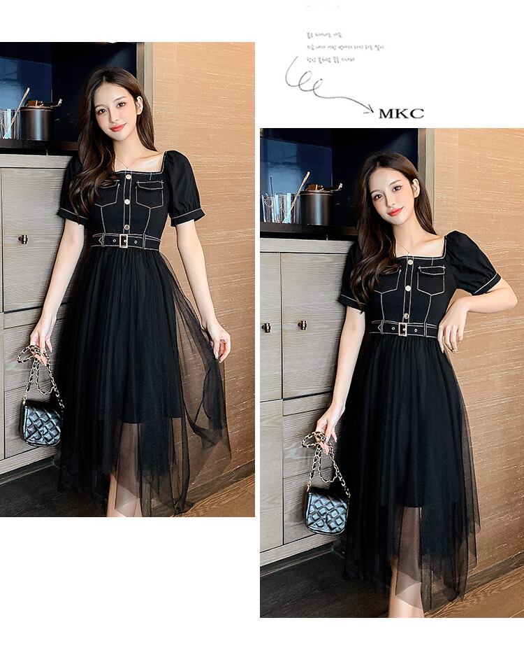 【dress】好感度UP!気質満点スクエアネック切り替えデザインワンピース