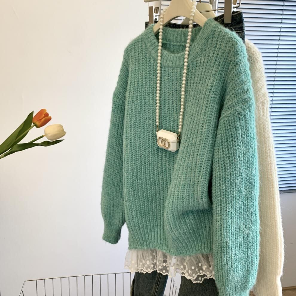 【tops】レース切り替えニットセーター　M29275