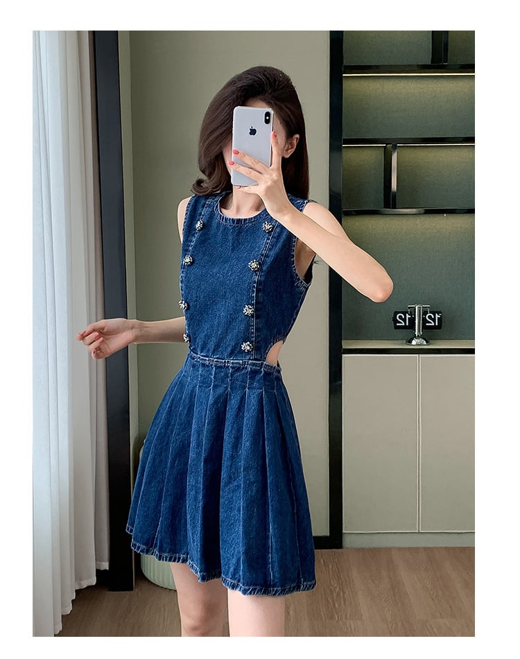 【dress】ノースリーブデニムワンピース　M24567