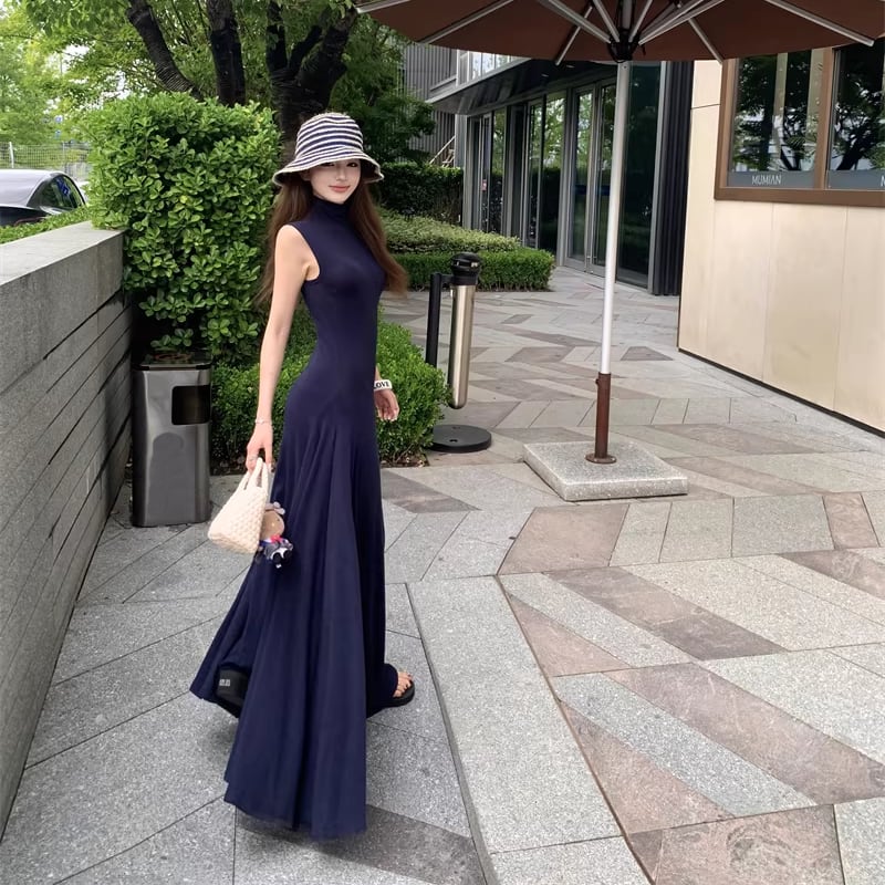 【dress】ノースリーブロングワンピース Q8262