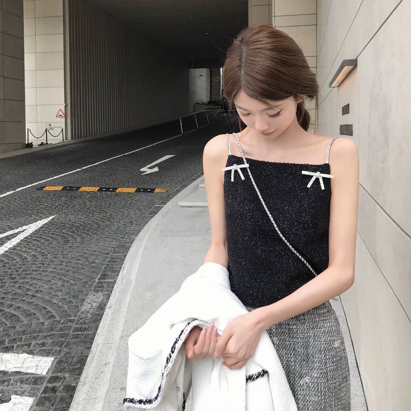 【tops】ビジューリボン付きキャミソール　M30920