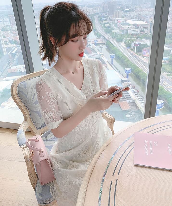 【dress】美人度アップ!気質満点レーススウィート夏 着痩せワンピース G0547