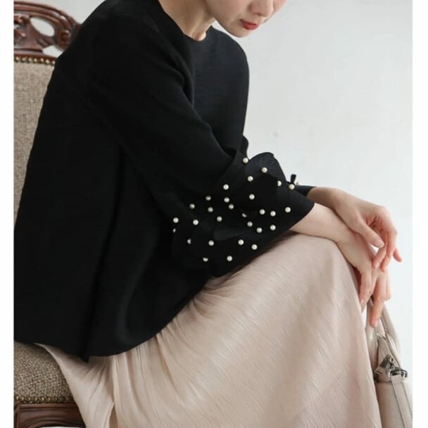 【tops】袖パールトップス　M30189
