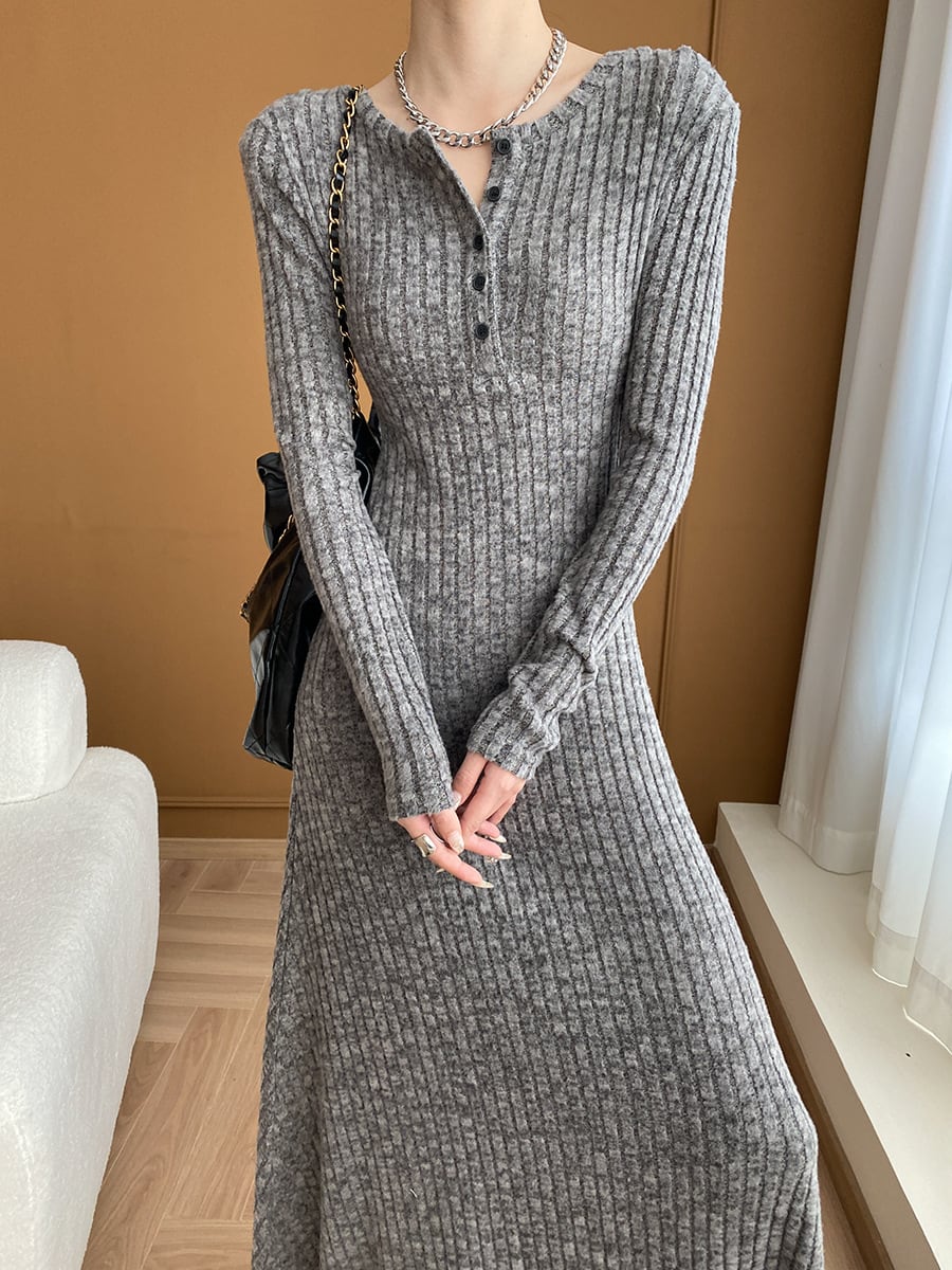 【dress】ロングニットワンピース Q7002