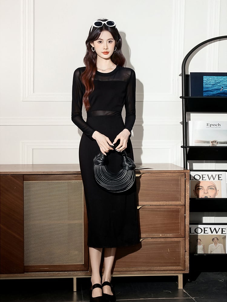 【dress】チュールドッキングワンピース Q7041