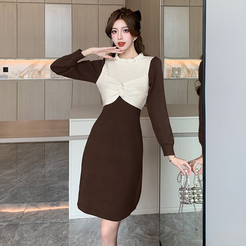 【dress】リボン付ニットワンピース　M18567