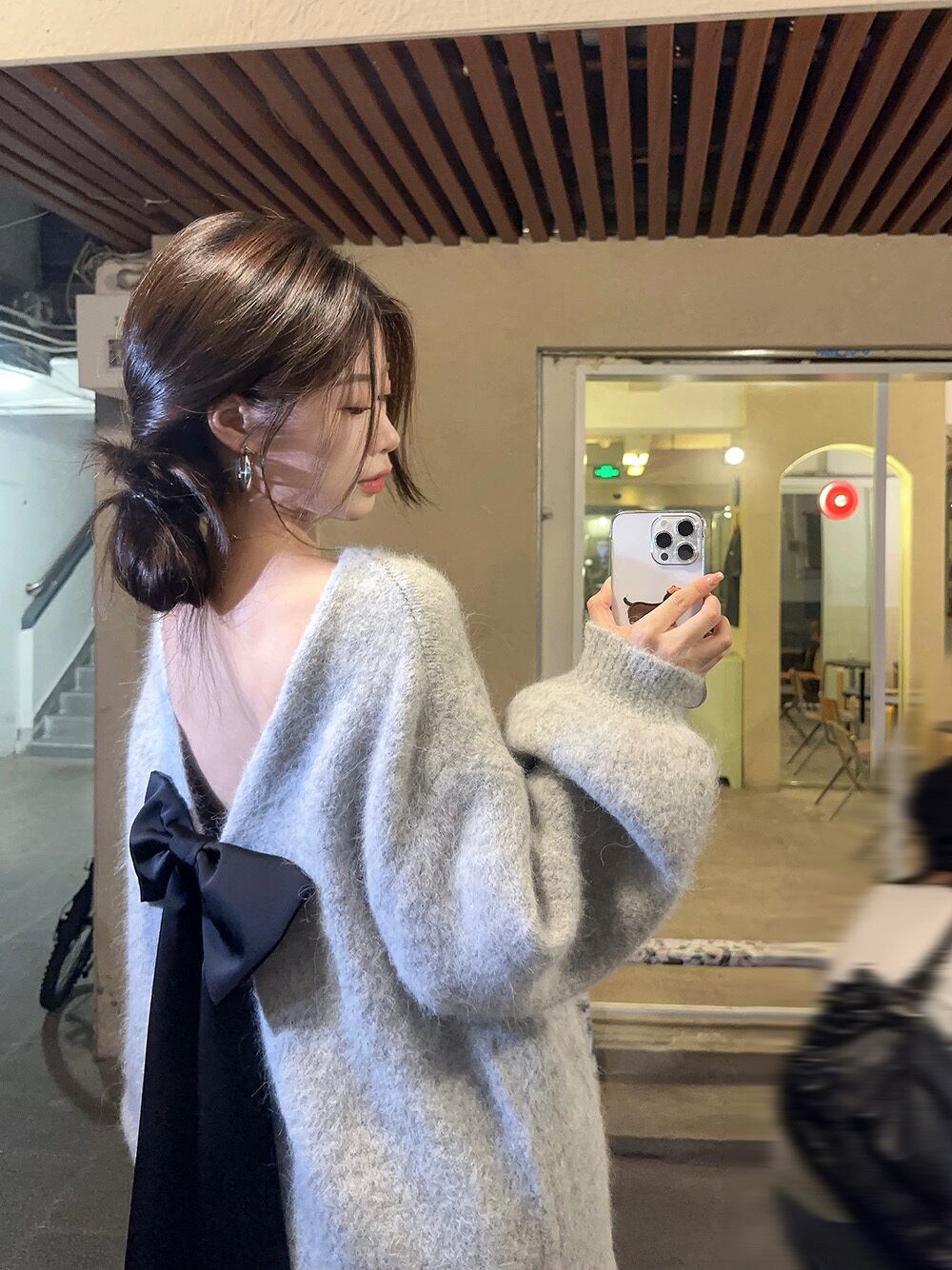 【tops】バックリボンニットトップス　N2775