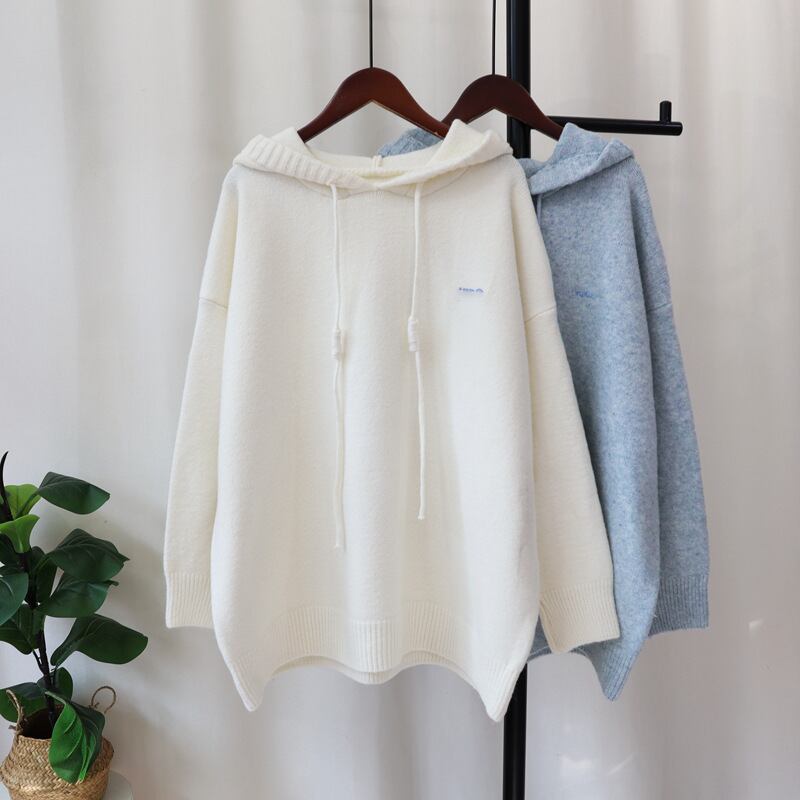 【tops】フード付きニットセーター　M27579