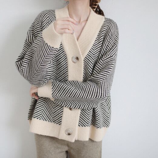 【outer】Vネックニットカーデ　M27225
