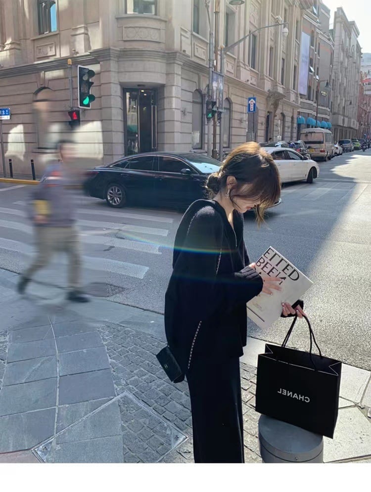 【set】フード付きニットトップス×スカートセット　N-1262