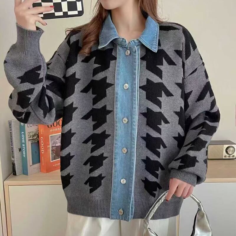 【outer】デニムドッキングニットカーディガン Q6736
