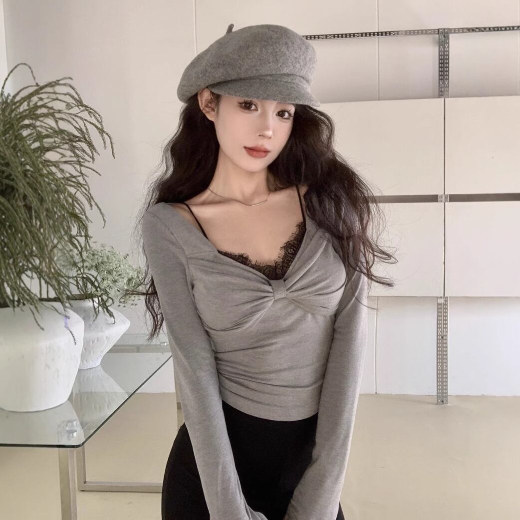 【tops】レース切り替えトップス　M27953