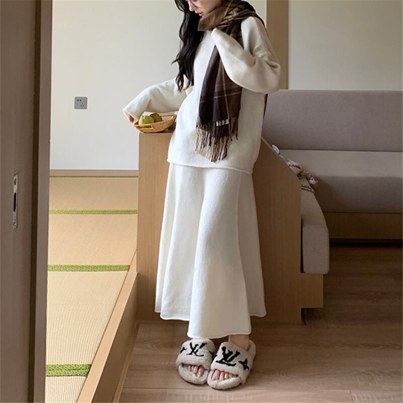 【set】シンプルニットセーター×スカートセット　N2247