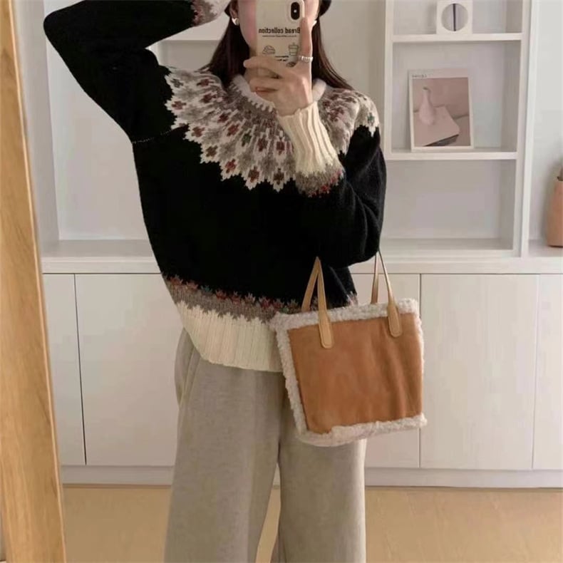 【tops】ジャカードニットセーター　M27138