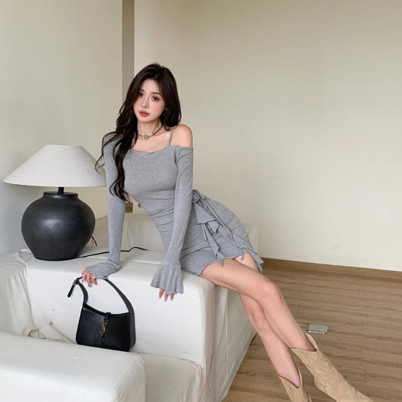 【dress】ワンショルダーミニワンピース Q6913