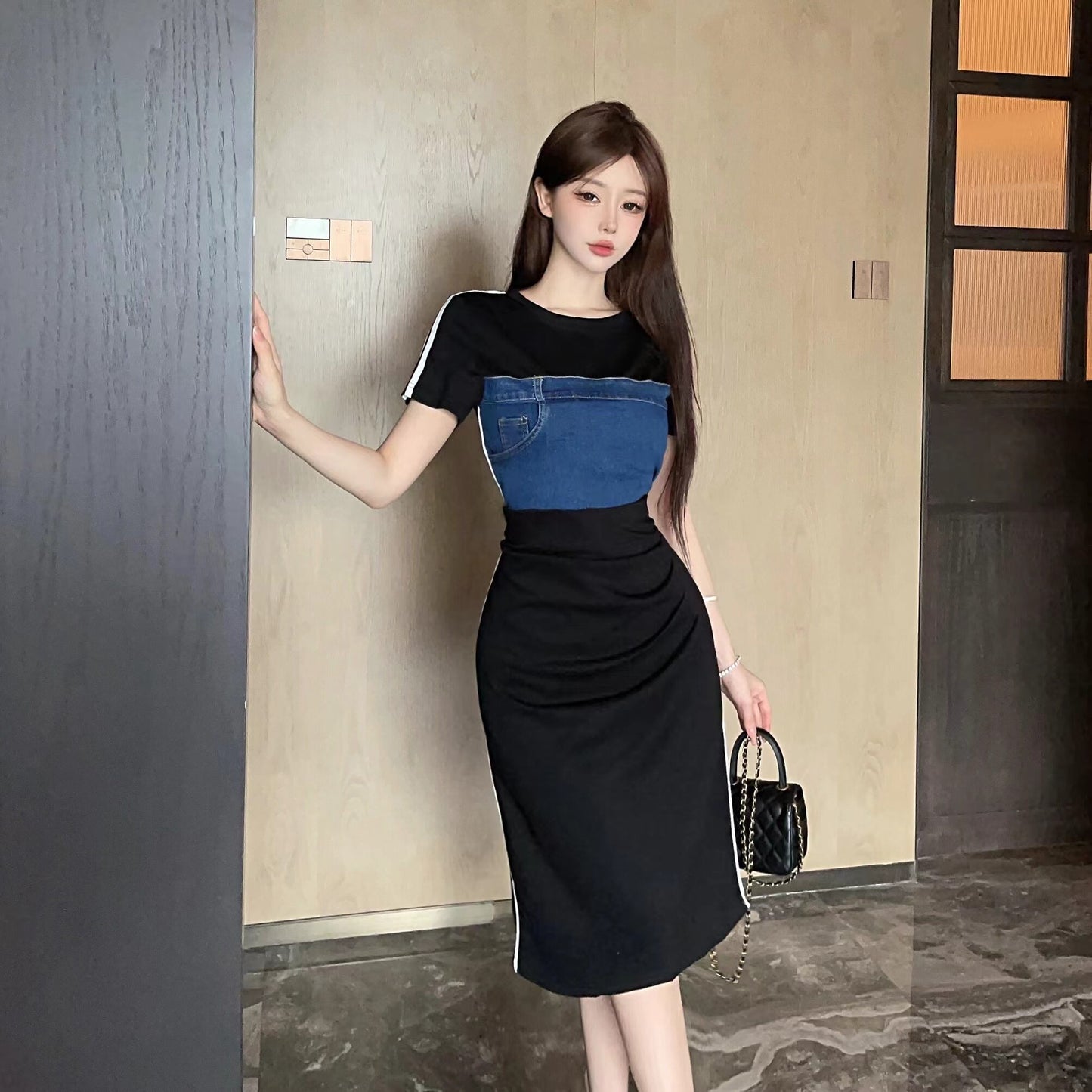 【dress】切り替えデニムワンピース G21387