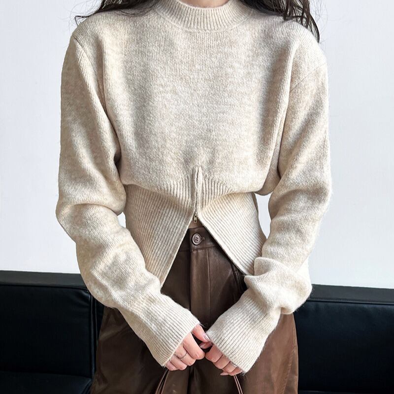 【tops】ファスナーニットプルオーバー　M19197