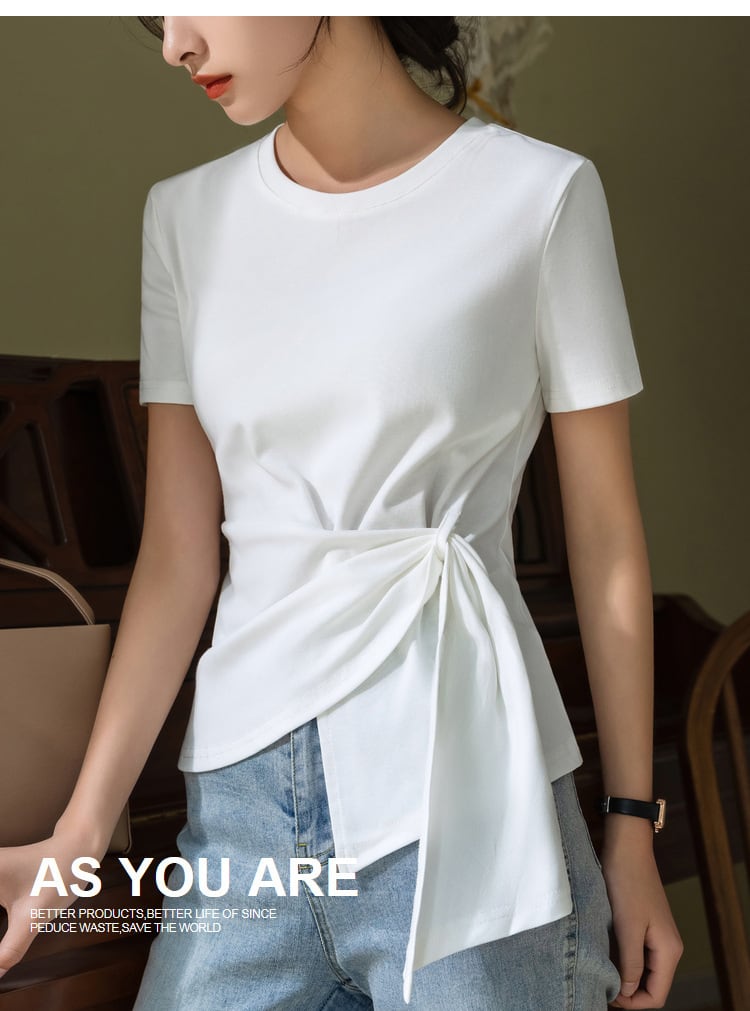 【tops】3色ラウンドネックイレギュラーＴシャツF7385