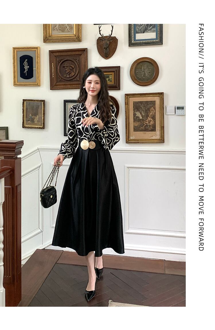 【dress】OL、通勤切り替えシャツワンピース　M29614