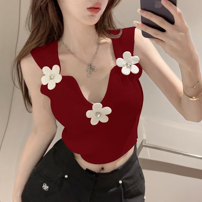 【tops】ニットノースリーブトップス　M30097