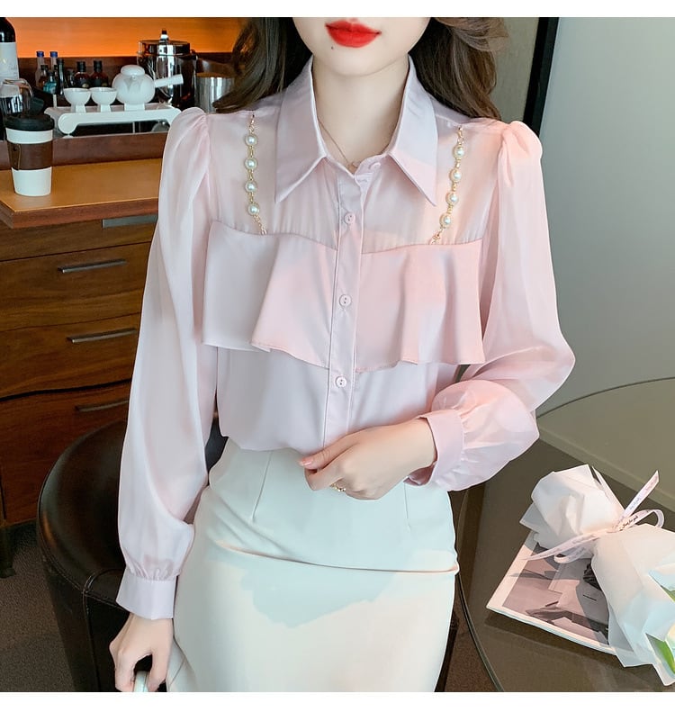 【tops】フリルシャツトップス　M25659