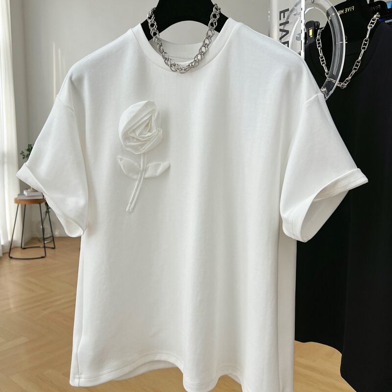 【tops】2色ラウンドネック半袖ＴシャツF7357
