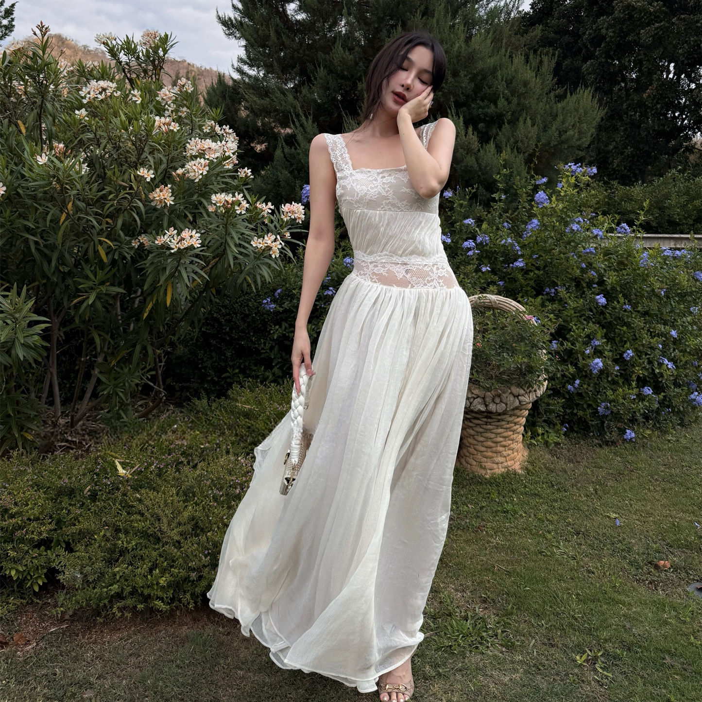 【dress】バックオーポンロングワンピース N3548