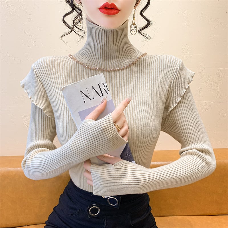 【tops】フリルニットトップス　M27693