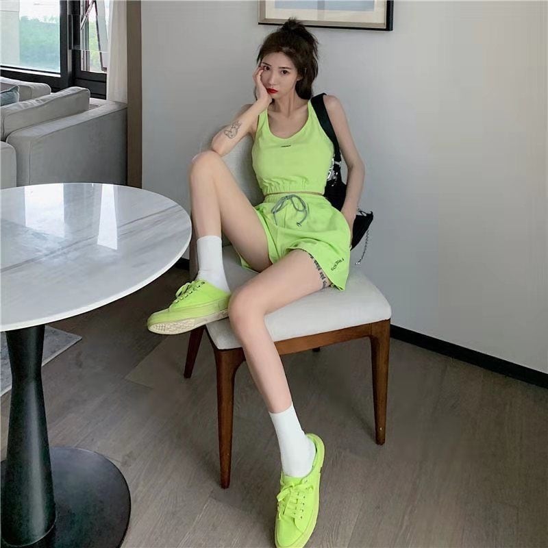 【set】タンクトップ+ショートパンツ2点セットF7338