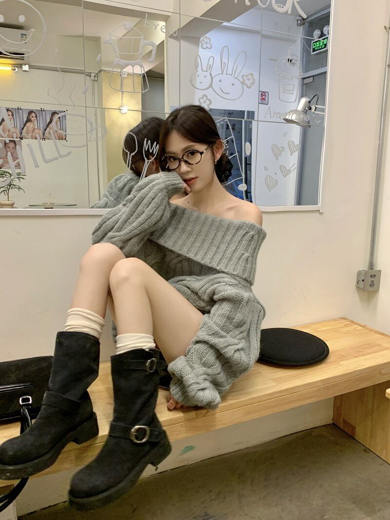 【tops】ボートネックニットセーター　M27457