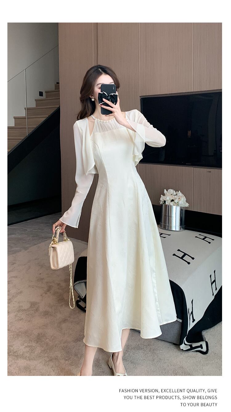 【set】カーディガン+ホルターネックワンピース２点セットG20502