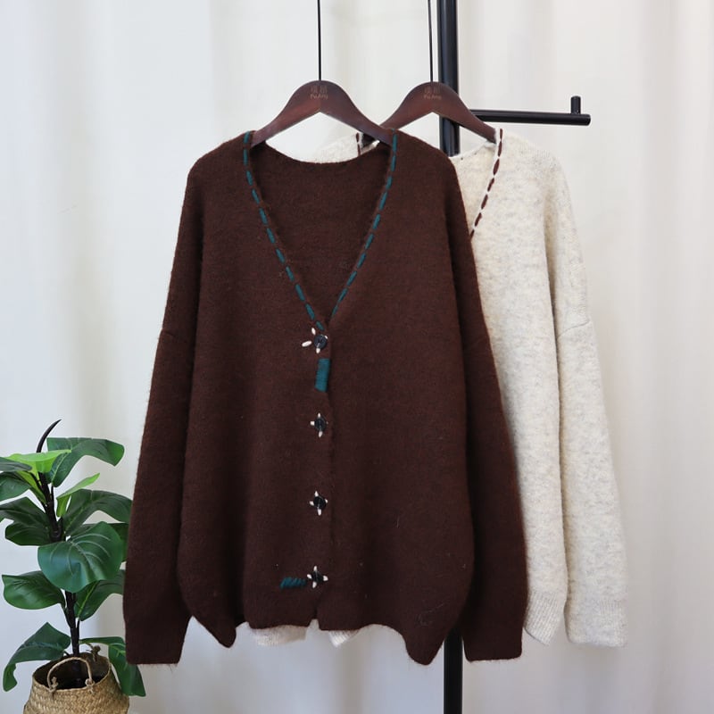【outer】Vネックニットカーデ　M25377
