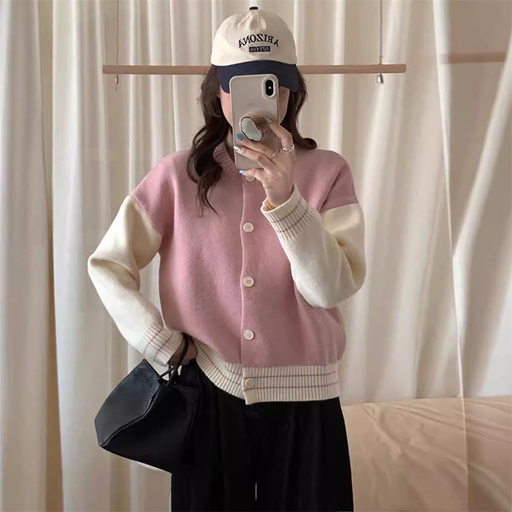 【outer】配色ニットカーデ　M25964